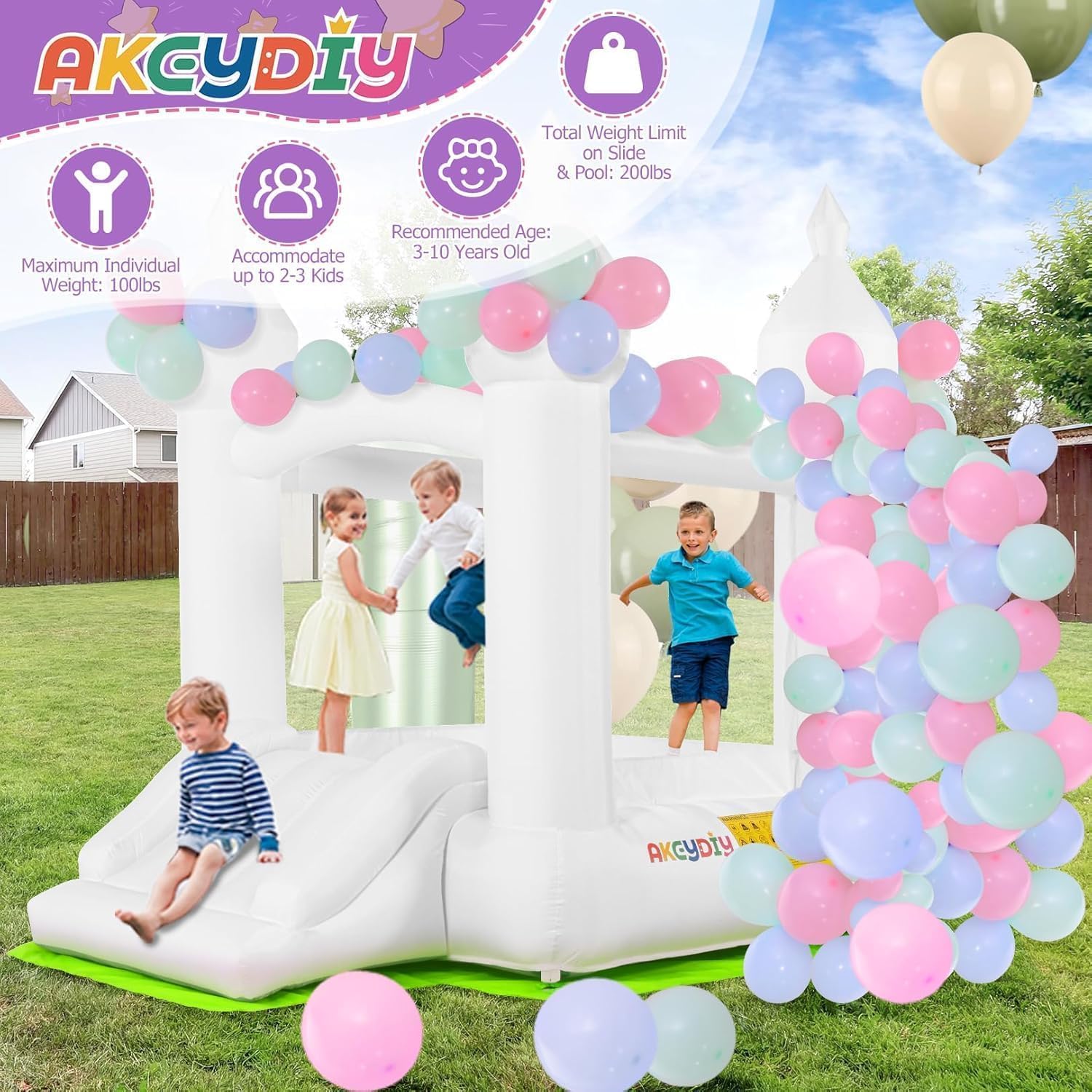 White Bounce House Indoor Outd - огляд і ціна Kids Outdoor House