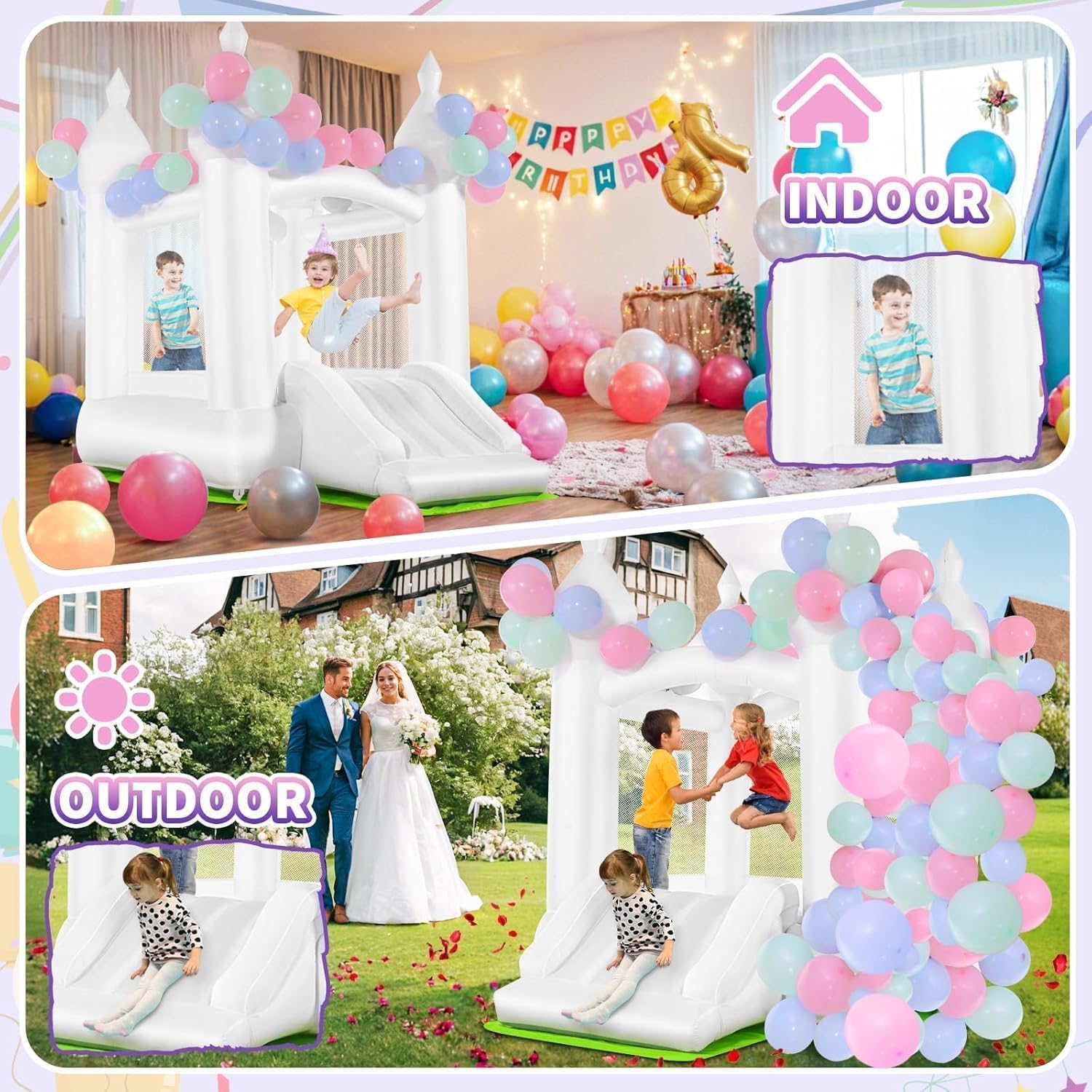 White Bounce House Indoor Outd - огляд і ціна Kids Outdoor House