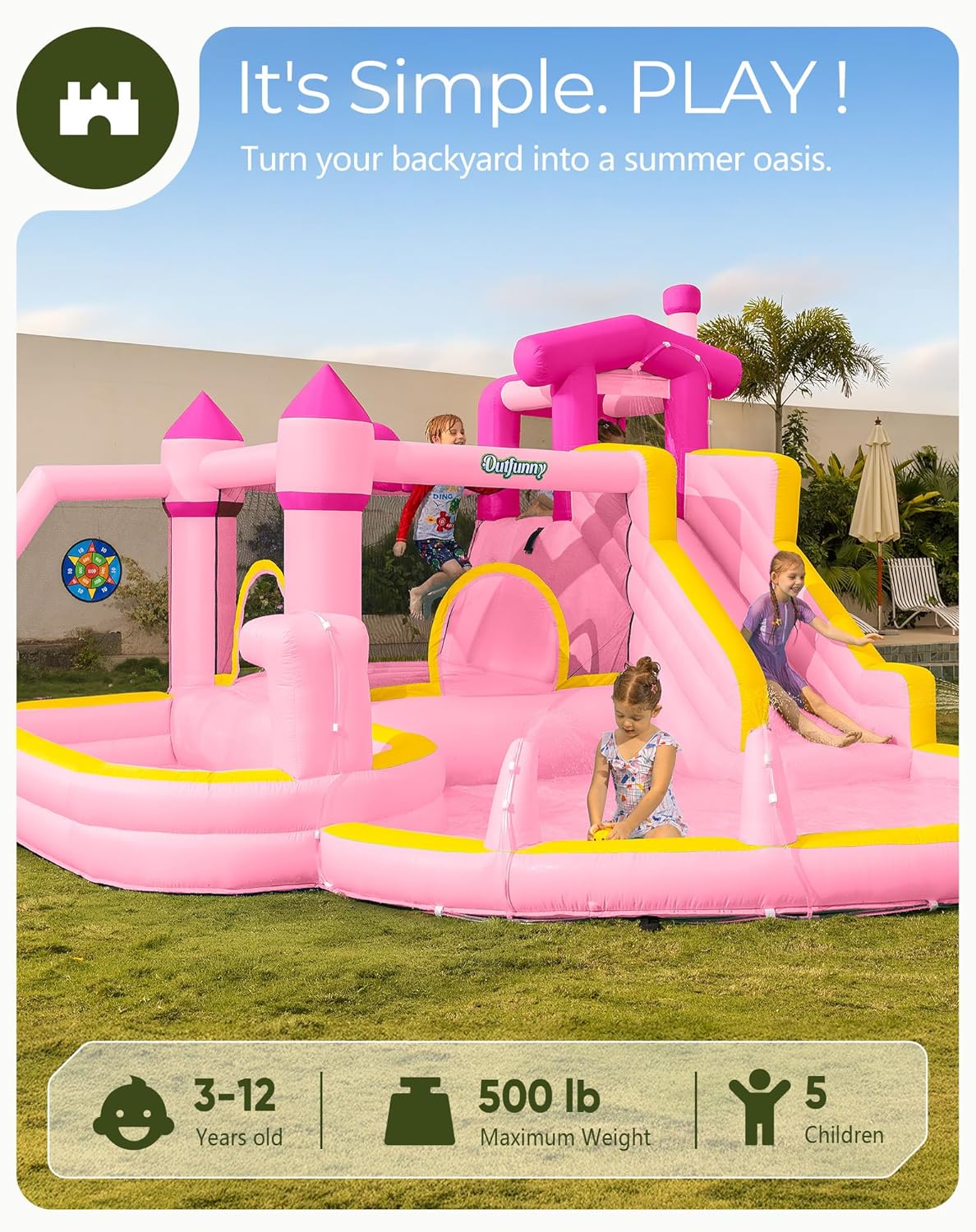 Pink Inflatable Water Slide Bo - огляд і ціна Kids Outdoor House
