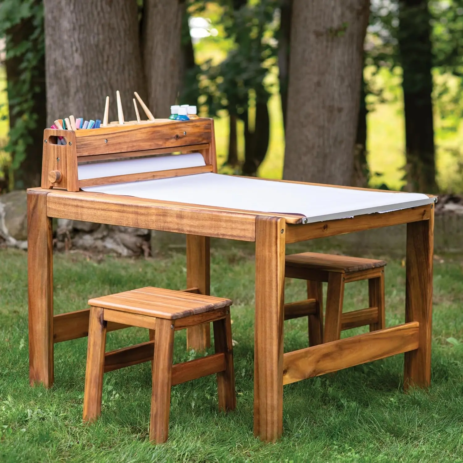 Acadia Outdoor Art Table and S - огляд і ціна Kids Outdoor Wooden Table