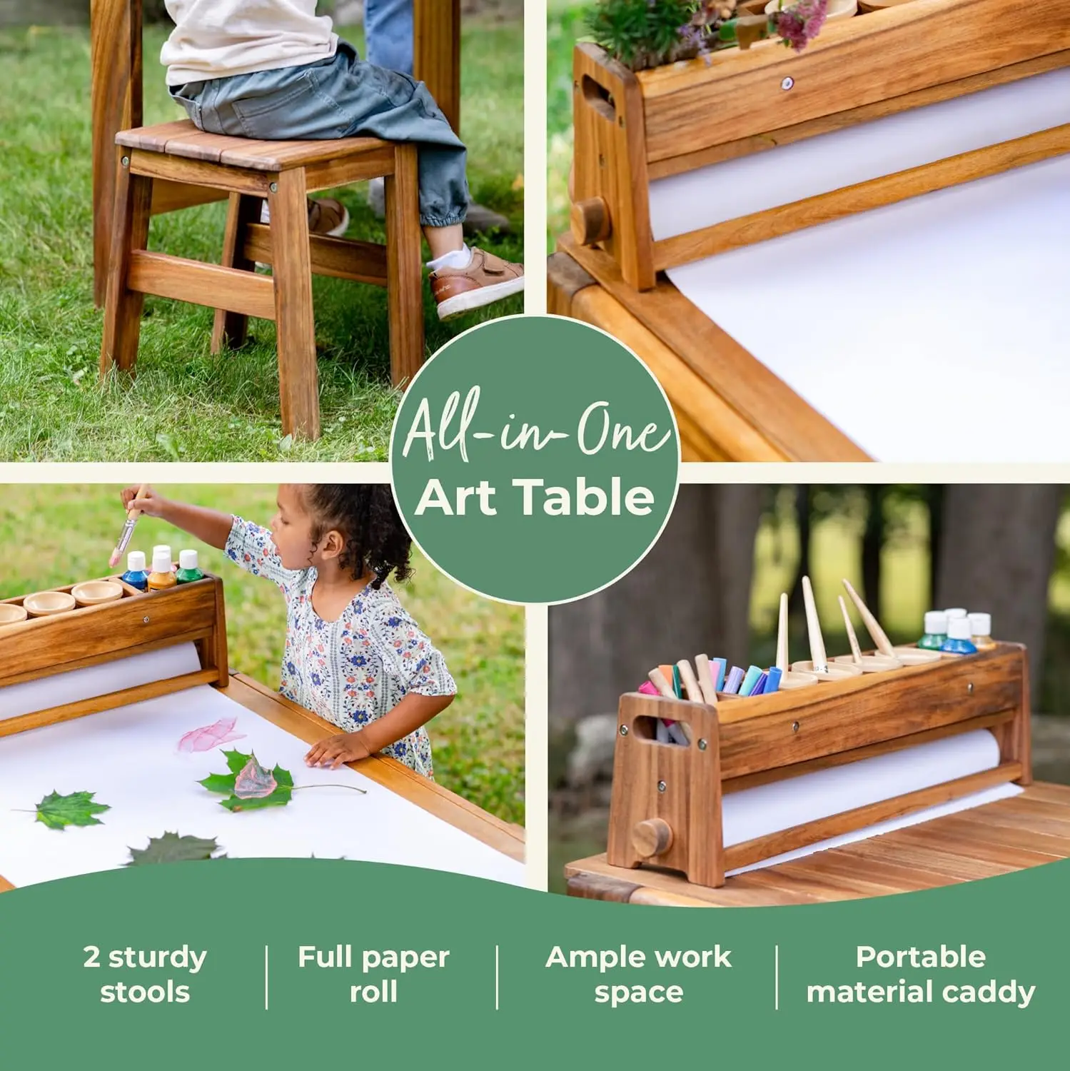 Acadia Outdoor Art Table and S - огляд і ціна Kids Outdoor Wooden Table