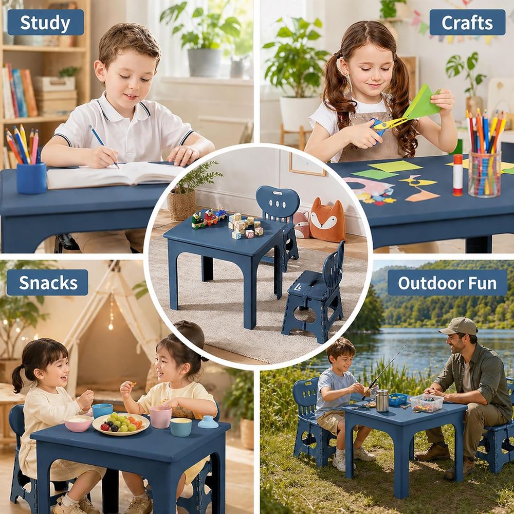 oldable Table and Chair Set, H - огляд і ціна Kids Outdoor Wooden Table