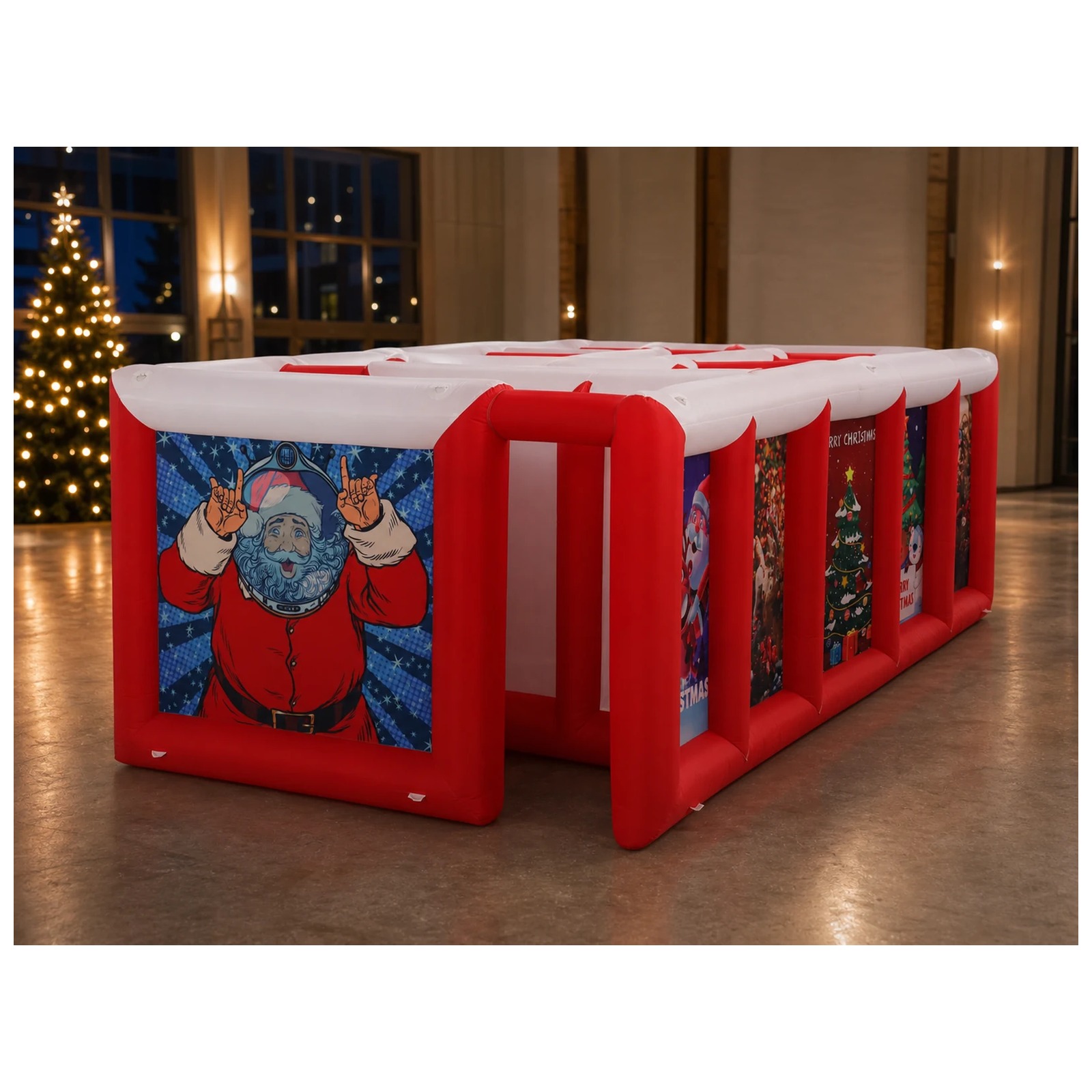 Large Red White Flat Roof Infl - огляд і ціна Kids Outdoor Fun