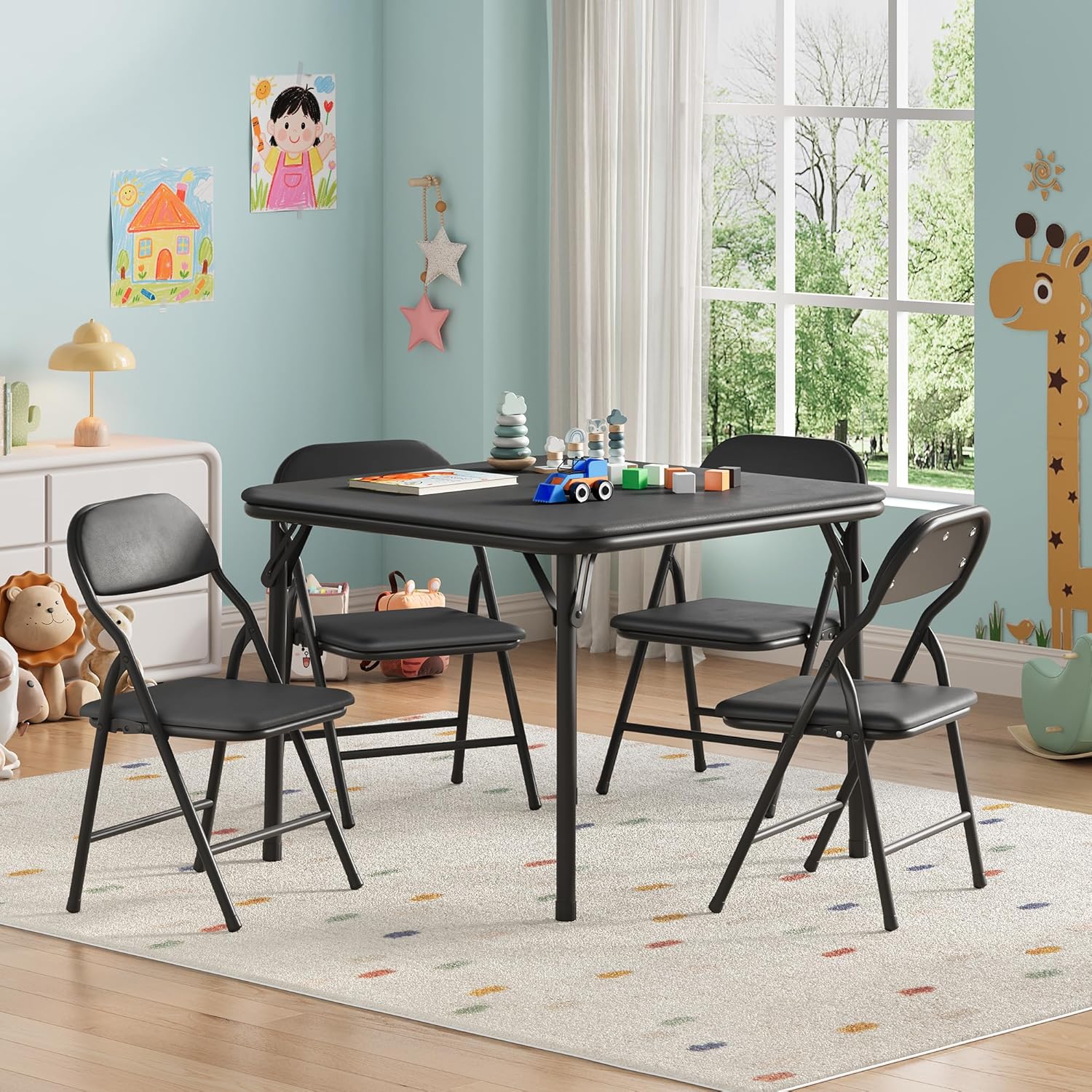 5-Piece Kids Folding Table and - огляд і ціна Kids Outdoor Table And Chairs