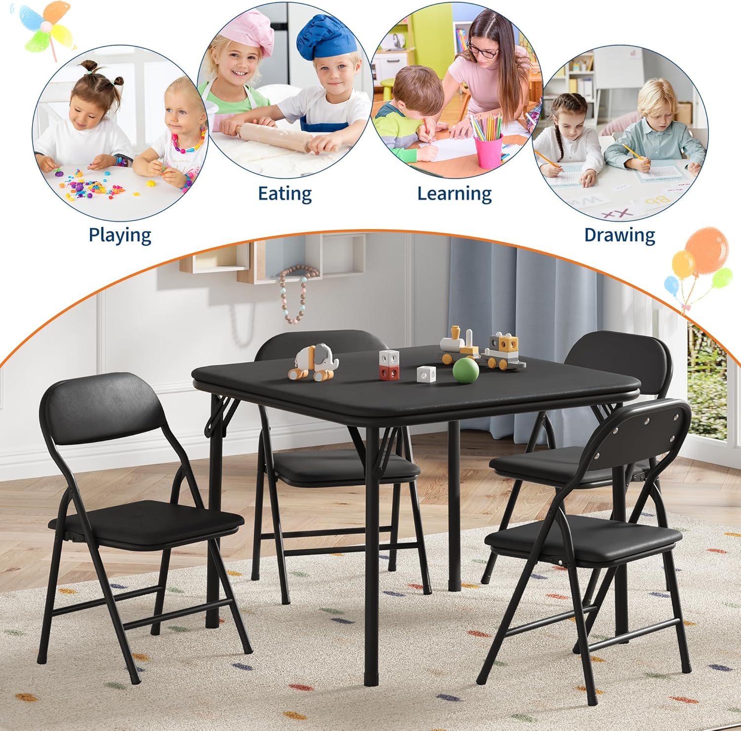 5-Piece Kids Folding Table and - огляд і ціна Kids Outdoor Table And Chairs